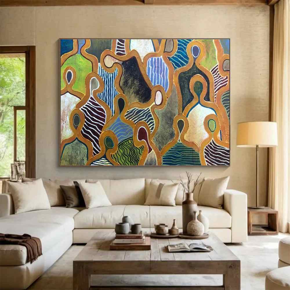 Figure Handmade Abstract Canvas Artwork for Office UCR6U